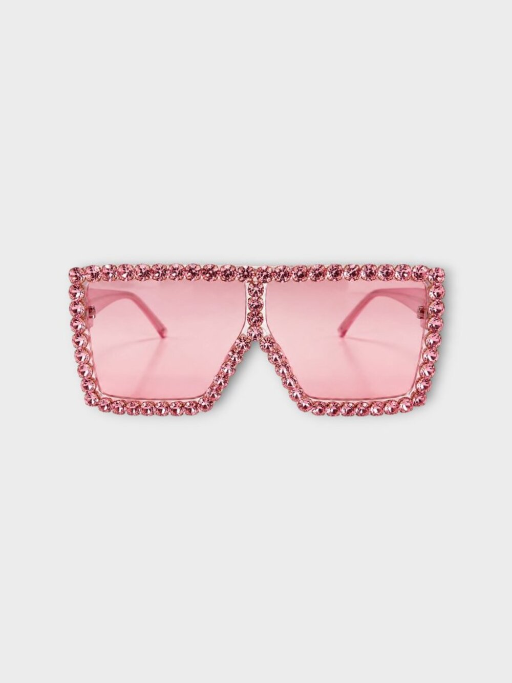 Embellished Pink Square Shield Sunglasses